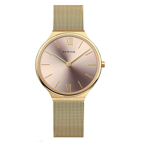 Bering Damen Uhr Armbanduhr Ultra-Slim Gold - 18434-336 Edelstahl