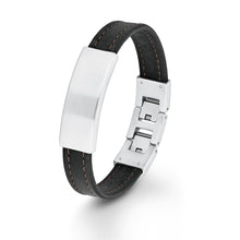 Laden Sie das Bild in den Galerie-Viewer, s.Oliver Jewel Herren Armband Edelstahl Leder 2012583