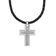 Laden Sie das Bild in den Galerie-Viewer, s.Oliver Jewel Herren Kette Leder Edelstahl Kreuz 2015064