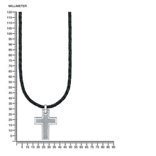 Laden Sie das Bild in den Galerie-Viewer, s.Oliver Jewel Herren Kette Leder Edelstahl Kreuz 2015064