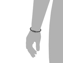 Laden Sie das Bild in den Galerie-Viewer, s.Oliver Jewel Herren Armband Edelstahl Leder schwarz 2015068