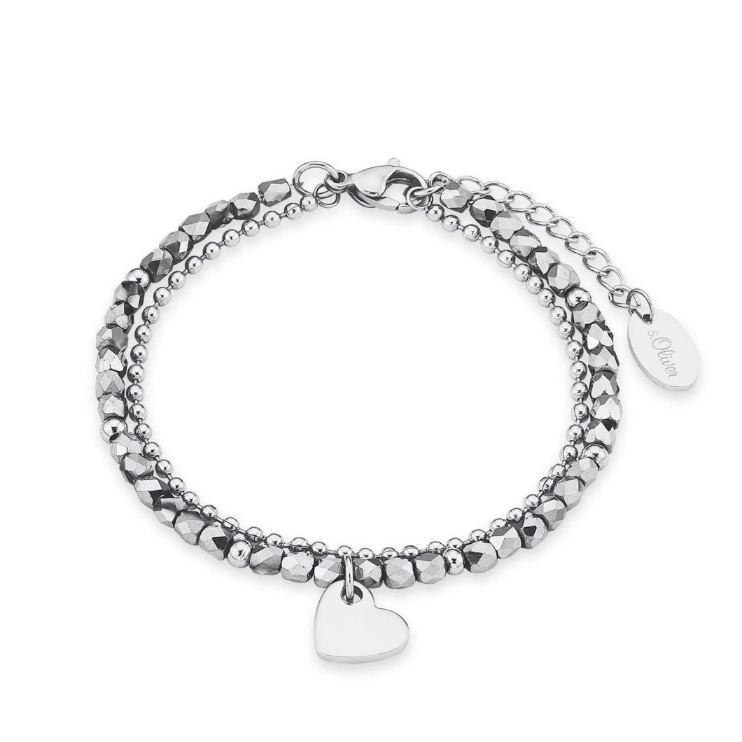 s.Oliver Jewel Damen Armband Armkette Edelstahl silber Herz 2018344