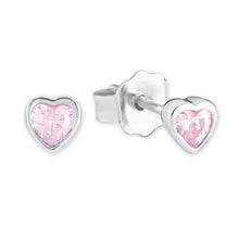 Laden Sie das Bild in den Galerie-Viewer, Prinzessin Lillifee Kinder Ohrringe Silber Herz rosa 2021046