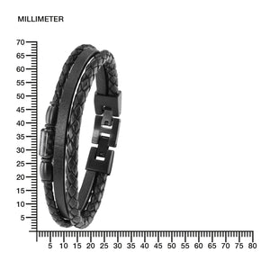 s.Oliver Jewel Herren Armband Leder schwarz Edelstahl 2022637