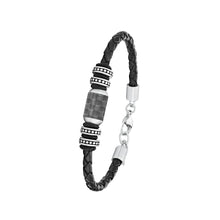 Laden Sie das Bild in den Galerie-Viewer, s.Oliver Jewel Herren Armband Edelstahl Leder Carbonbeads 2026108