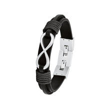 Laden Sie das Bild in den Galerie-Viewer, s.Oliver Jewel Herren Armband Edelstahl Leder Infinity 2026136