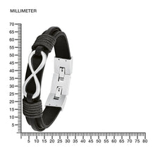 Laden Sie das Bild in den Galerie-Viewer, s.Oliver Jewel Herren Armband Edelstahl Leder Infinity 2026136