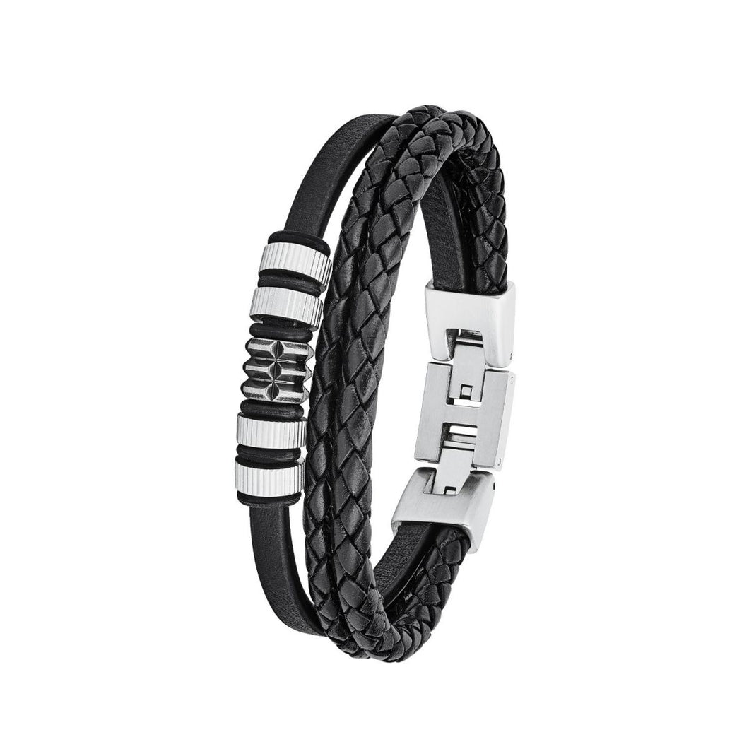 s.Oliver Jewel Herren Armband Edelstahl Leder 2027438