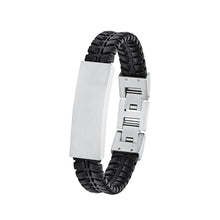 Laden Sie das Bild in den Galerie-Viewer, s.Oliver Jewel Herren Armband Identband Edelstahl Leder schwarz 2027442