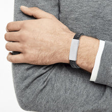 Laden Sie das Bild in den Galerie-Viewer, s.Oliver Jewel Herren Armband Identband Edelstahl Leder schwarz 2027442