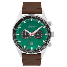 Laden Sie das Bild in den Galerie-Viewer, s.Oliver Herren Uhr Armbanduhr Chronograph Leder 2033496