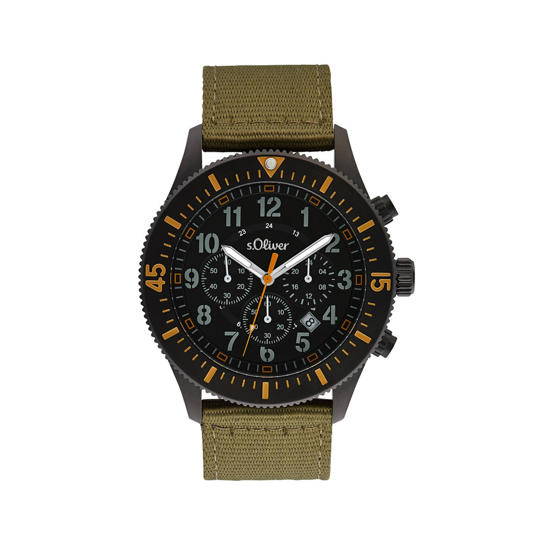 s.Oliver Herren Uhr Armbanduhr Chronograph Textil 2033501