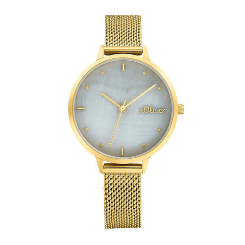 s.Oliver Damen Uhr Armbanduhr Edelstahl IP Gold 2033512