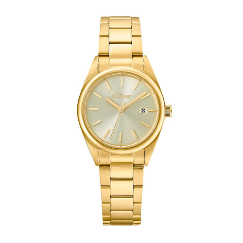 s.Oliver Damen Uhr Armbanduhr Edelstahl IP Gold 2033532