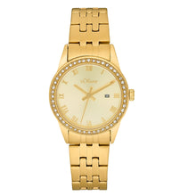 Laden Sie das Bild in den Galerie-Viewer, s.Oliver Damen Uhr Armbanduhr Edelstahl IP Gold 2033564