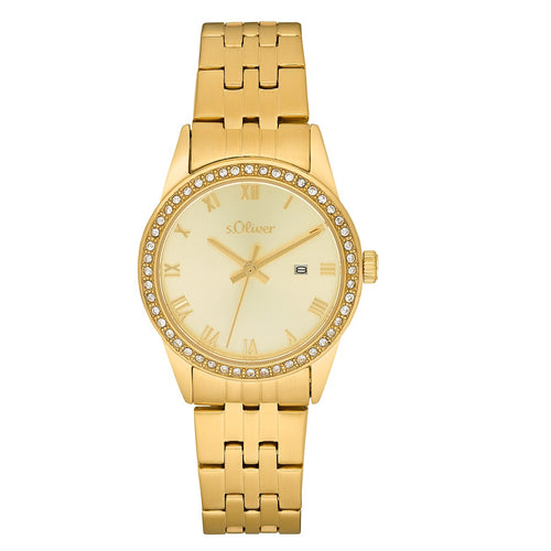 s.Oliver Damen Uhr Armbanduhr Edelstahl IP Gold 2033564