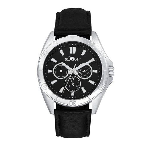 s.Oliver Herren Uhr Armbanduhr Multifunktion Leder 2034599