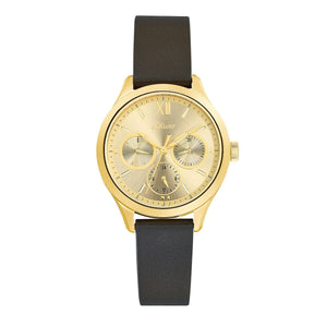 s.Oliver Damen Uhr Armbanduhr Edelstahl IP Gold Leder 2034606