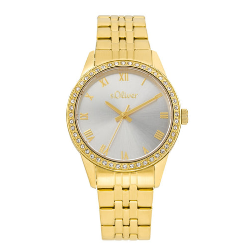 s.Oliver Damen Uhr Armbanduhr Edelstahl IP Gold 2035433
