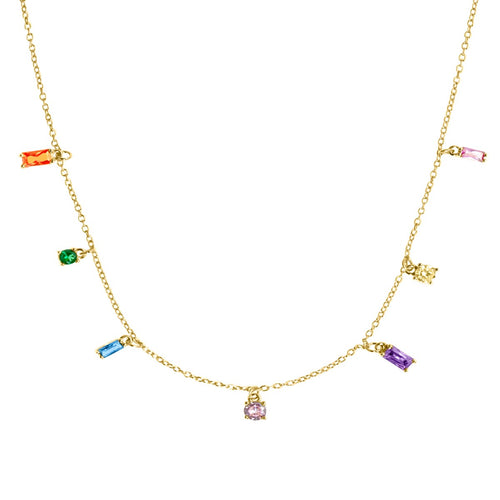 s.Oliver Jewel Damen Kette Halskette Silber 925 gold Zirkonia bunt 2035510