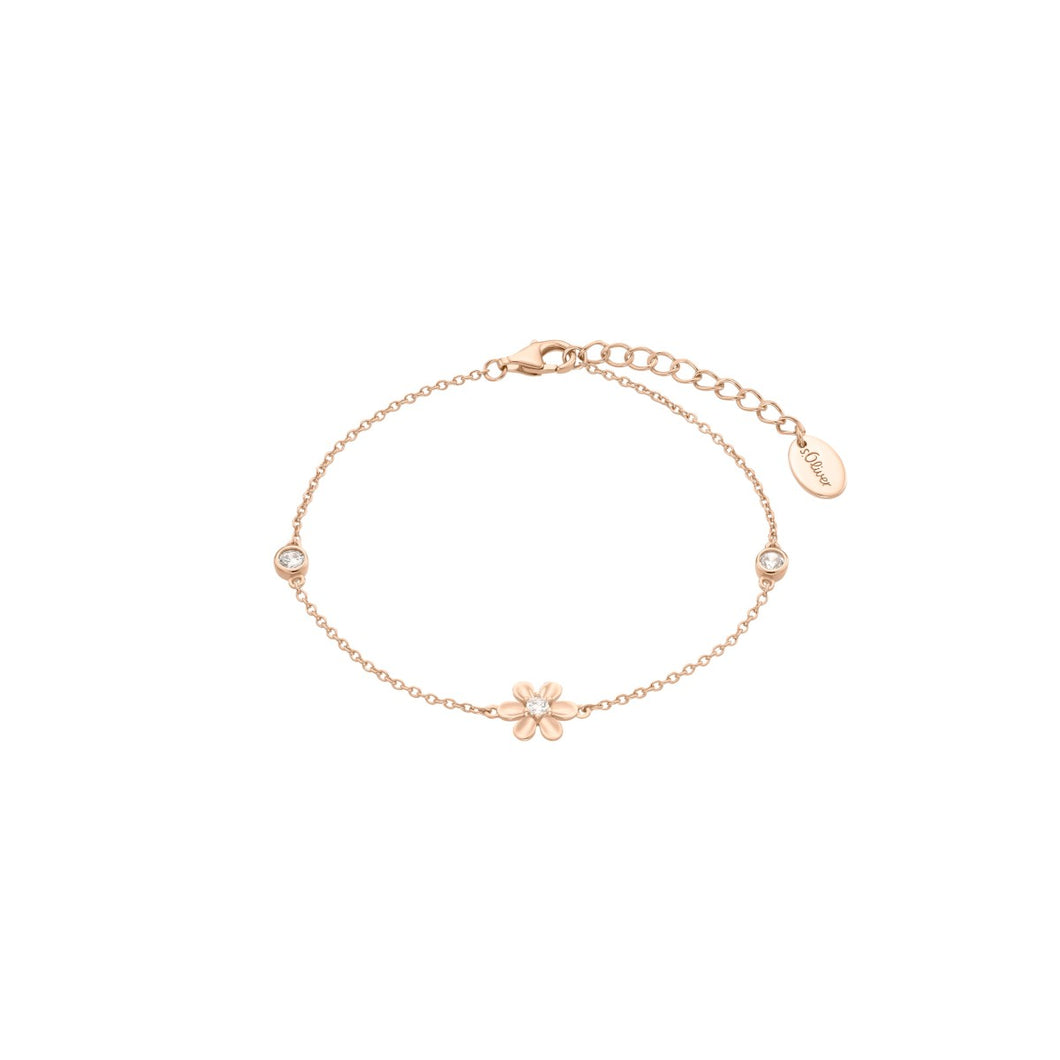 s.Oliver Jewel Damen Armband Armkette Silber 925 Rosé Zirkonia Blüte 2035513