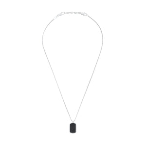 s.Oliver Jewel Herren Kette Leder Edelstahl silber Anhänger Dog-Tag 2035536