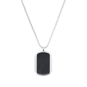 s.Oliver Jewel Herren Kette Leder Edelstahl silber Anhänger Dog-Tag 2035536