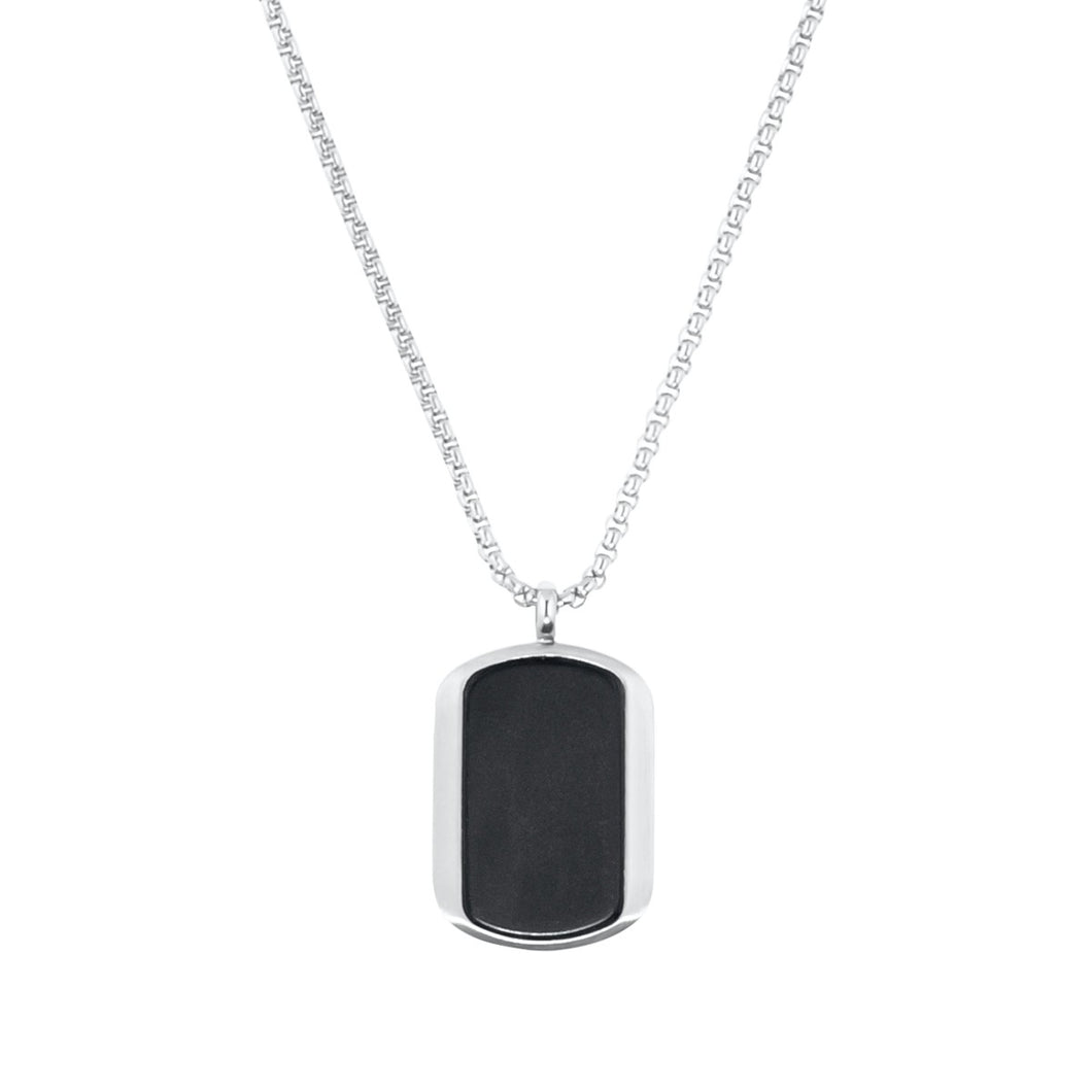 s.Oliver Jewel Herren Kette Leder Edelstahl silber Anhänger Dog-Tag 2035536