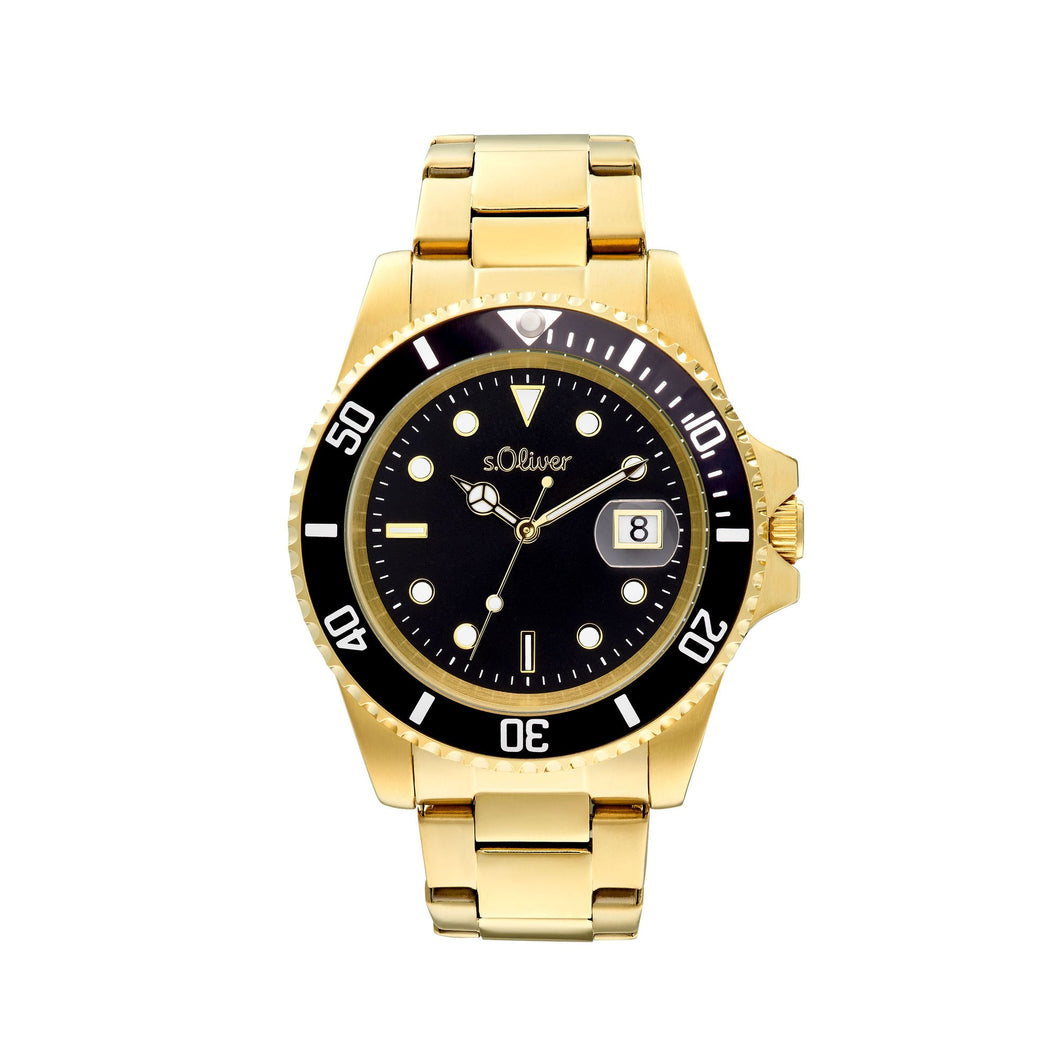 s.Oliver Herren Uhr Armbanduhr Edelstahl Gold 2036548