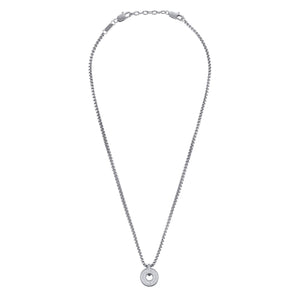 s.Oliver Jewel Herren Kette Edelstahl silber Anhänger Knopf 2036851