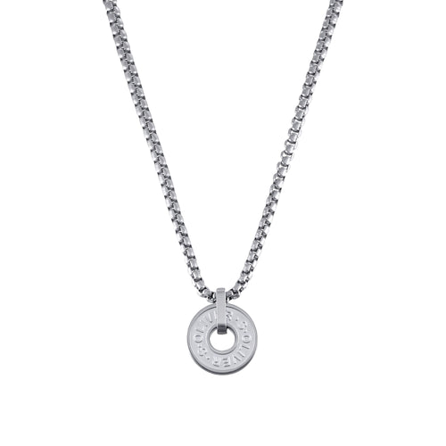s.Oliver Jewel Herren Kette Edelstahl silber Anhänger Knopf 2036851