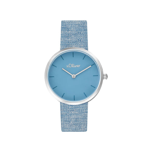 s.Oliver Damen Uhr Armbanduhr Edelstahl silber Textil 2037707