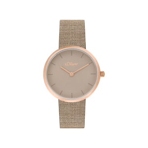 s.Oliver Damen Uhr Armbanduhr Edelstahl IP Rose Textil 2037708