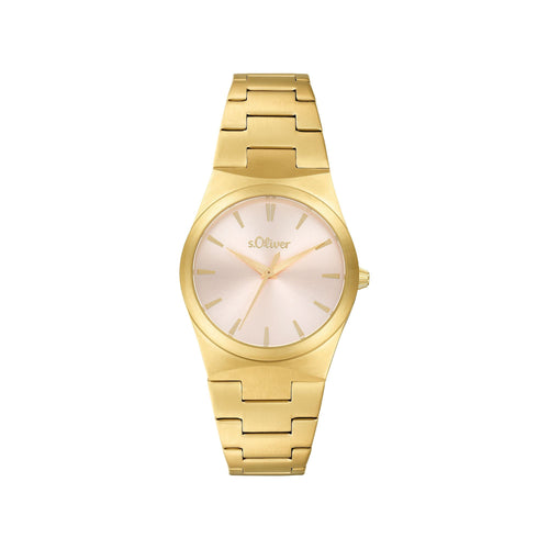 s.Oliver Damen Uhr Armbanduhr Edelstahl IP Gold 2037711