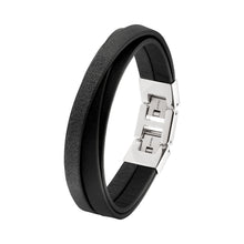 Laden Sie das Bild in den Galerie-Viewer, s.Oliver Jewel Herren Armband Leder Edelstahl 2037989