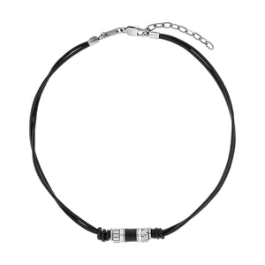 s.Oliver Jewel Herren Kette Leder Edelstahl silber Anhänger Beads 2038006