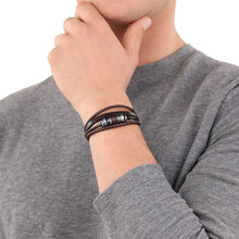Laden Sie das Bild in den Galerie-Viewer, s.Oliver Jewel Herren Armband Armkette Edelstahl Leder 2038871