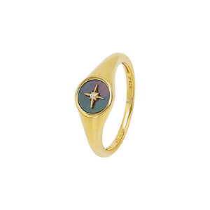 s.Oliver Jewel Damen Ring Silber 925 gold Zirkonia Perlmutt 203896
