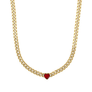 s.Oliver Jewel Damen Kette Halskette Edelstahl Gold Herz Zirkonia rot 2040608