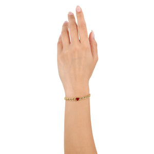 s.Oliver Jewel Damen Armband Armkette Edelstahl Gold Herz Zirkonia rot 2040609