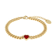 Laden Sie das Bild in den Galerie-Viewer, s.Oliver Jewel Damen Armband Armkette Edelstahl Gold Herz Zirkonia rot 2040609