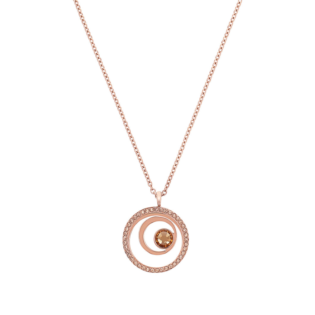 s.Oliver Jewel Damen Kette Halskette Edelstahl IP Rose Kristallglas 2040615