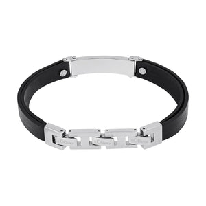 s.Oliver Jewel Herren Armband Leder Edelstahl schwarz silber 2040620