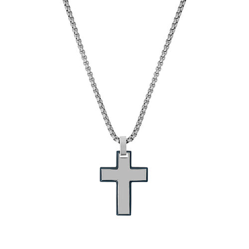 s.Oliver Jewel Herren Kette Edelstahl silber Kreuz 2040626