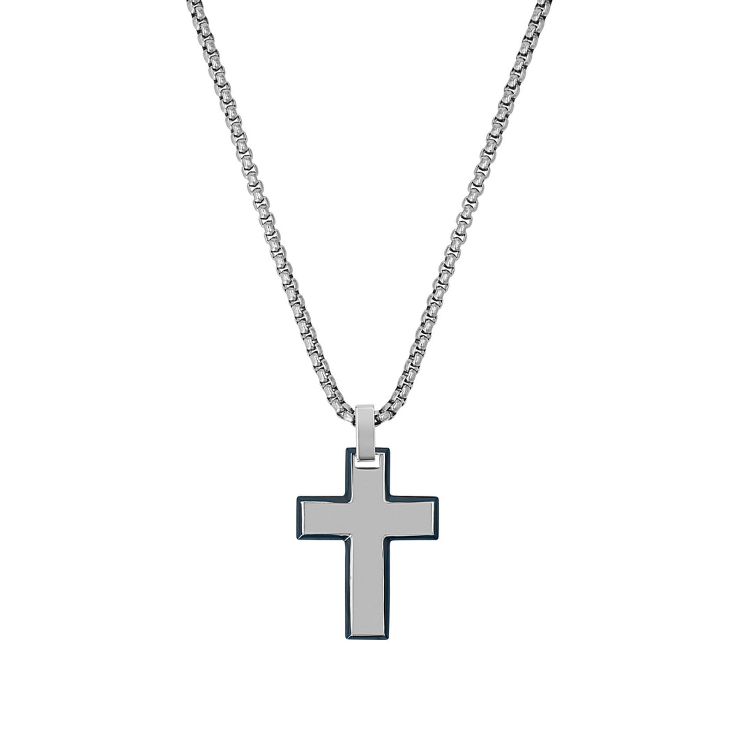s.Oliver Jewel Herren Kette Edelstahl silber Kreuz 2040626