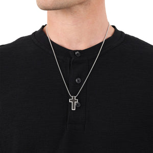 s.Oliver Jewel Herren Kette Edelstahl grau Kreuz 2040627