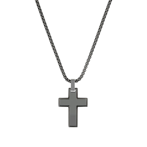 s.Oliver Jewel Herren Kette Edelstahl grau Kreuz 2040627