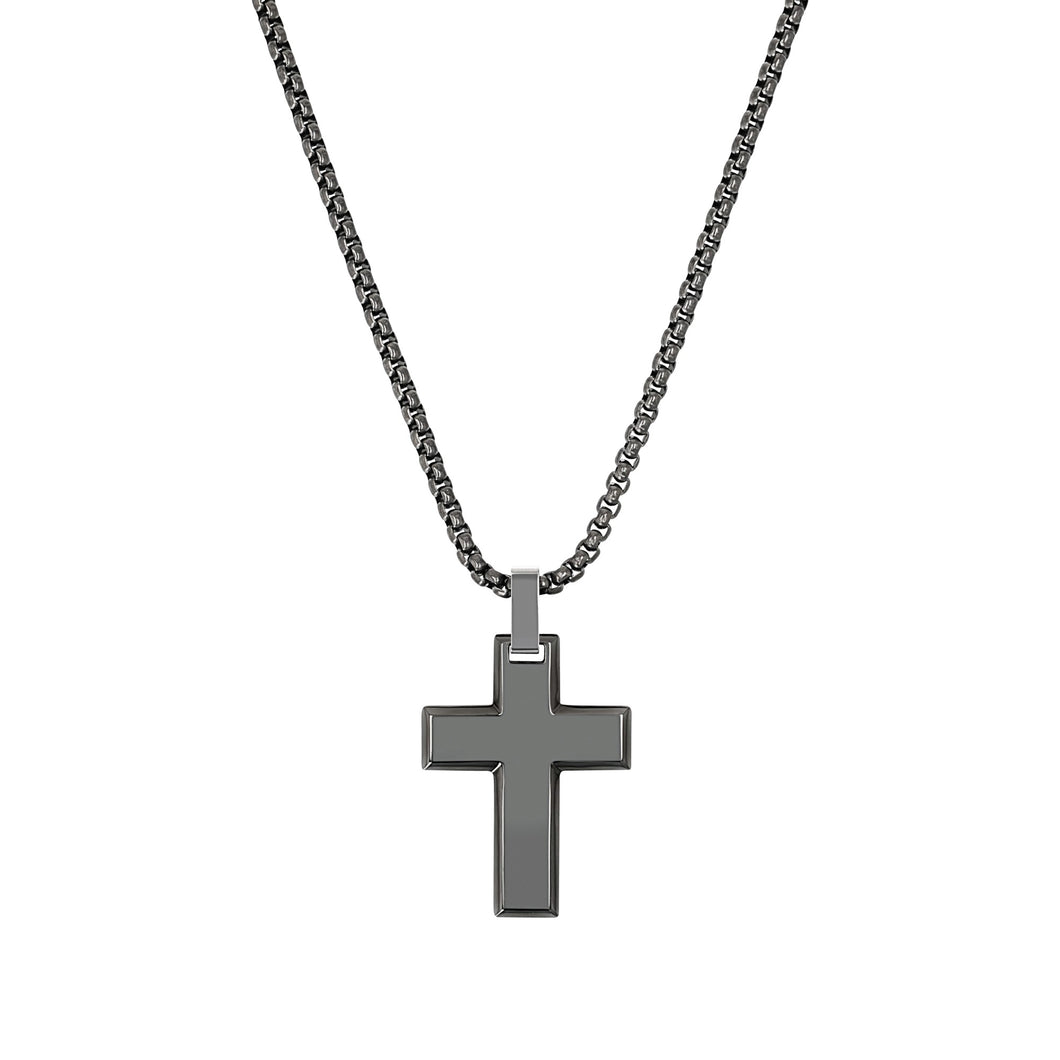 s.Oliver Jewel Herren Kette Edelstahl grau Kreuz 2040627