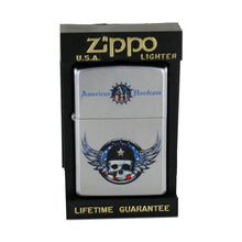 Laden Sie das Bild in den Galerie-Viewer, Zippo Feuerzeug Modell  Modell 220101 American Hardcore Winged Skull