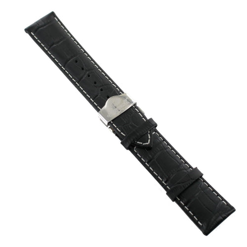 Ingersoll Ersatzband für Uhren Leder schwarz Kroko Faltschl. 24 mm